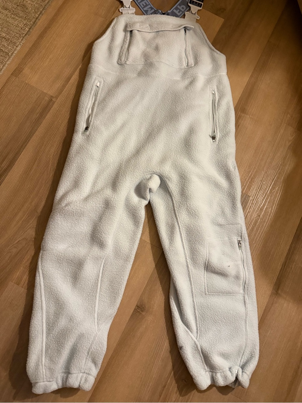 Free People Pale Blue Fleece Ski Overalls Bib Pants